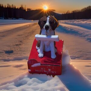 My Best Buddy Beagle with Bone Christmas Ornament, (Personalize Yourself)